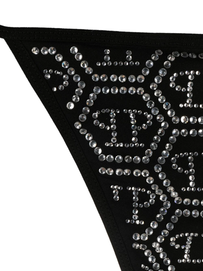Shop Philipp Plein Rhinestone-embellished Logo Thong In Black