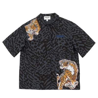 Shop Kenzo Shirt With Patches In Anthracite