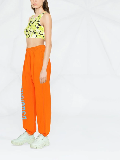 Msgm Floral Print Cropped Top In Green