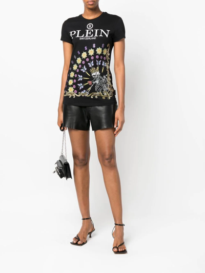 Philipp Plein Skeleton-print Round Neck T-shirt In Black
