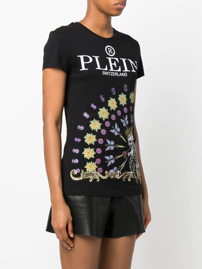 Philipp Plein Skeleton-print Round Neck T-shirt In Black