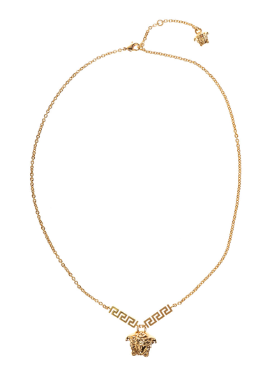Shop Versace Womans Medusa Gold Metal Necklace In Metallic