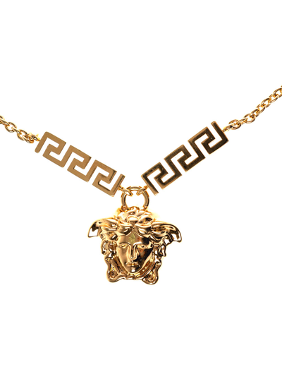 Shop Versace Womans Medusa Gold Metal Necklace In Metallic