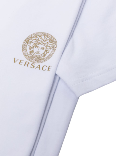Shop Versace Mans Set Of Two White Cotton Crew Neck T-shirts With Logo