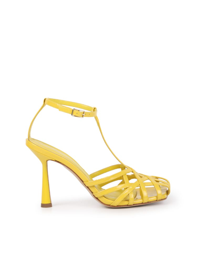 Shop Aldo Castagna Lidia Sandals Made Of Painted Leather In Yellow