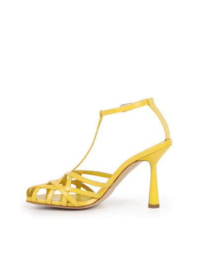 Shop Aldo Castagna Lidia Sandals Made Of Painted Leather In Yellow