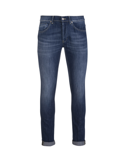 Shop Dondup Man - George Skinny Jeans In Stretch Denim In Blu Medio