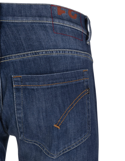Shop Dondup Man - George Skinny Jeans In Stretch Denim In Blu Medio