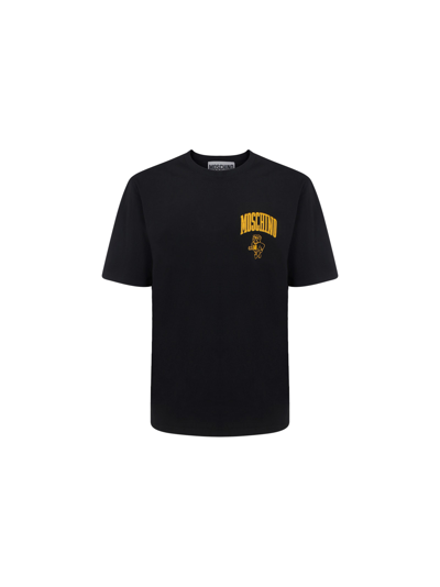 Shop Moschino T-shirt In Black/yellow