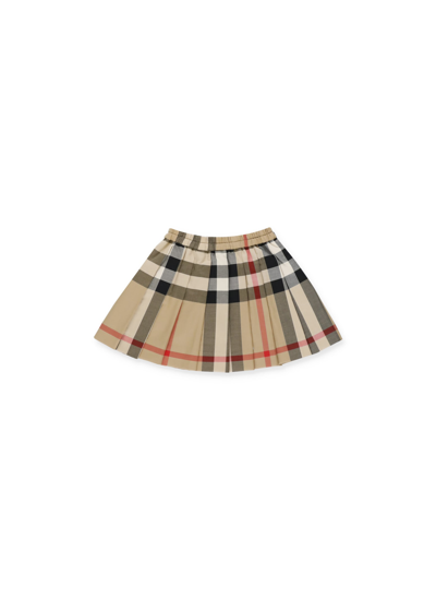 Shop Burberry Check Pleated Mini Skirt In Archive Beige Ip Chk