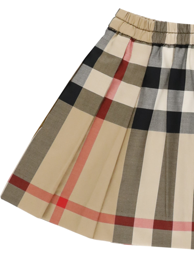 Shop Burberry Check Pleated Mini Skirt In Archive Beige Ip Chk