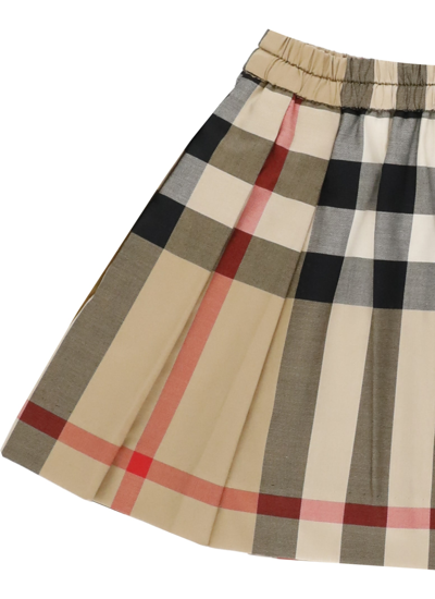 Shop Burberry Check Pleated Skirt In Archive Beige Ip Chk