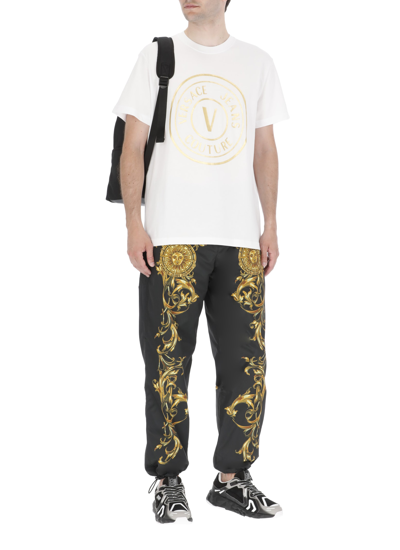 Shop Versace Jeans Couture V-emblem T-shirt In White