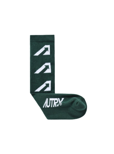 Shop Autry Mens Green Cotton Socks With Tennis Club Print