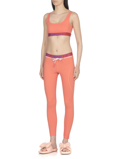 Shop Off-white Sports Leggings With Athl Logo In Coral Red