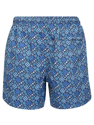Shop Tagliatore Pattern-print Swim Shorts In Blue