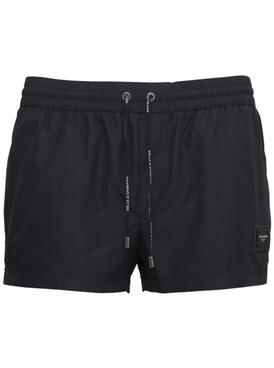 Shop Dolce & Gabbana Black Nylon Swim Shorts With Logo