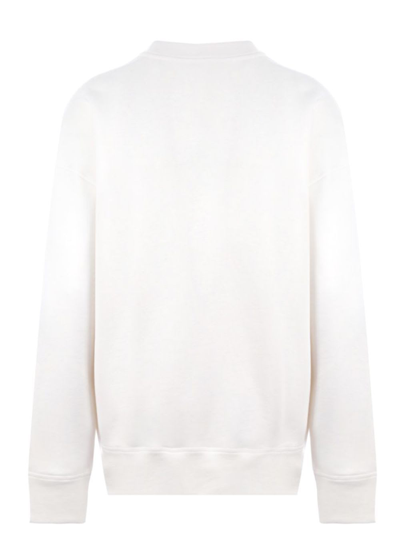 Shop Jil Sander Mans Sweatshirt In White Jersey With Contrasting Logo Print On Front