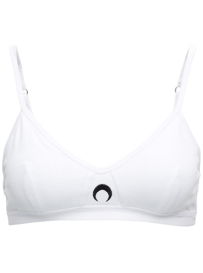 Shop Marine Serre Womens White Organic Cotton Top With Logo Print