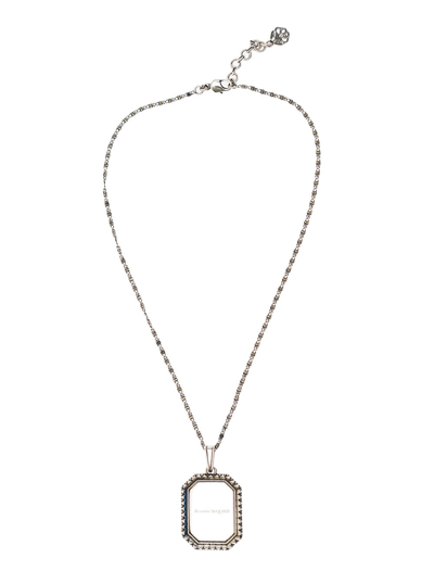 Shop Alexander Mcqueen Womans Brass Chain Necklace With Logo Pendant Detail In Metallic