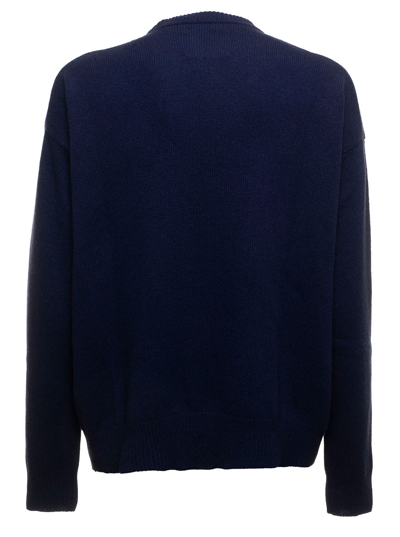 Shop Jil Sander Mans Blue Cashmere Blend Crew Neck Sweater