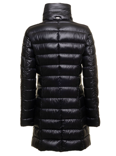 Herno Maria Long Down Jacket In Black Nylon In Black