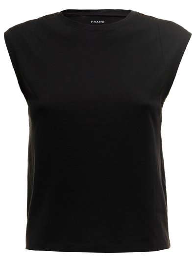 Shop Frame Womans Le High Muscle Black Cotton T-shirt