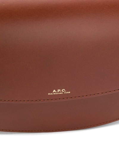 Shop Apc A.p.c Womans Brown Leather Sac Demi-lune Mini Crossbody Bag