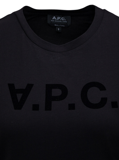 Shop Apc A.p.c Womans Black Cotton T-shirt With Logo