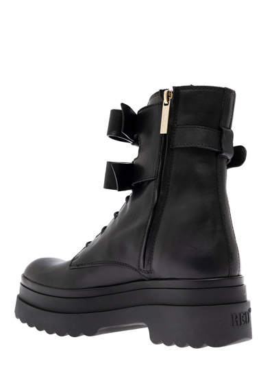 Shop Red Valentino Red V Womans Black Leather Combat Boots I With Buckles