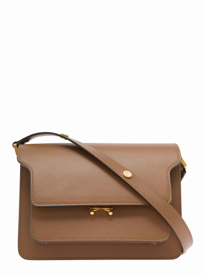 Shop Marni Womans Brown Leather Crossbody Bag