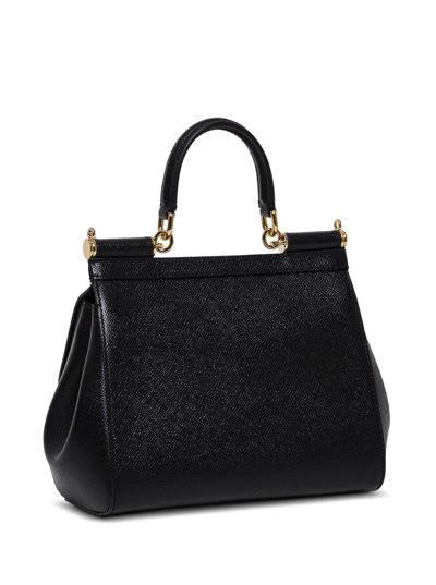 Shop Dolce & Gabbana Womans Sicily Dauphine Leather Handbag In Black