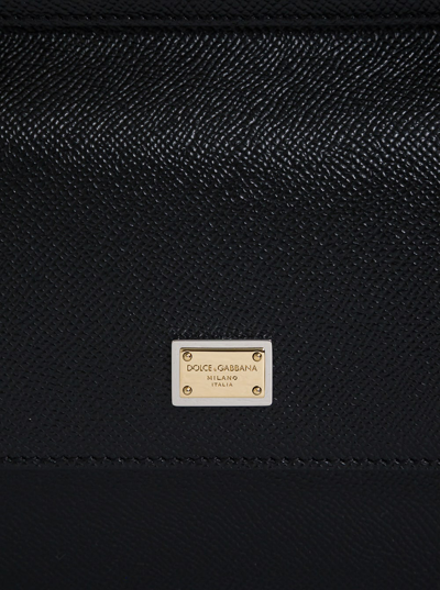 Shop Dolce & Gabbana Womans Sicily Dauphine Leather Handbag In Black