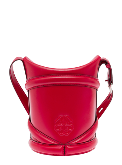 Shop Alexander Mcqueen Womans The Curve Small Red Leather Crossbody Bag