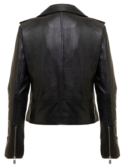 Shop Michael Michael Kors M Michael Kors Womans Black Leather Biker Jacket