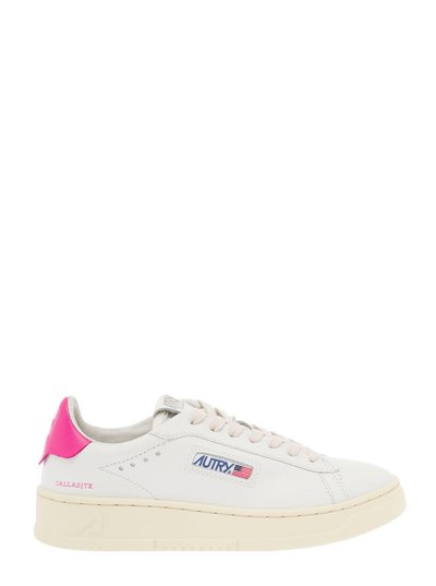 Shop Autry Womans Dallas White And Pink Leather Sneakers
