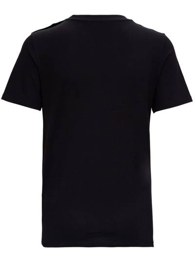 Shop Balmain Womans Black Cotton T-shirt With Logo Print