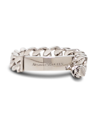 Shop Alexander Mcqueen Mens Identity Chain Brass Bracelet In Metallic