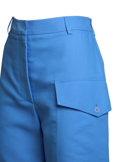 Shop Stella Mccartney Cropped Cotton Trousers In Cornflower Blue