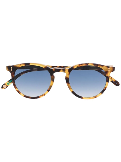 Shop Garrett Leight Carlton Eco Round-frame Sunglasses In Brown