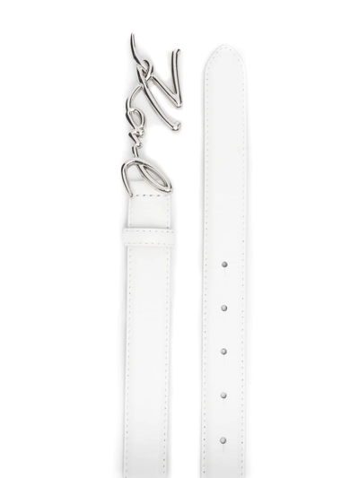 Shop Karl Lagerfeld K/signature Logo-plaque Belt In White