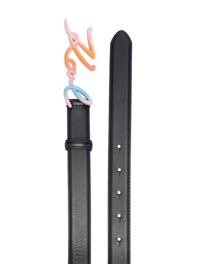 Shop Karl Lagerfeld K/signature Rainbow Logo-plaque Belt In Black