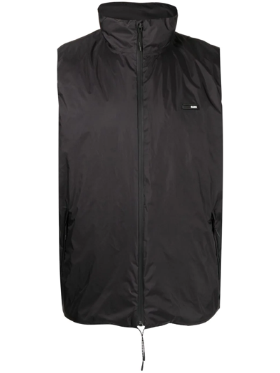 Shop Rains Logo-patch Padded Gilet In Black