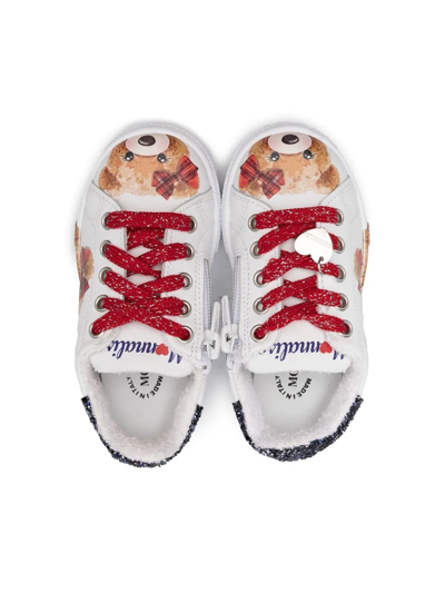 Shop Monnalisa Teddy Bear Print Sneakers In White