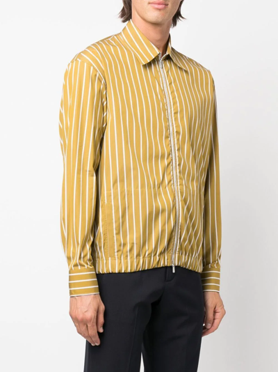 Shop Pt Torino Stripe-print Zip-up Jacket In Yellow