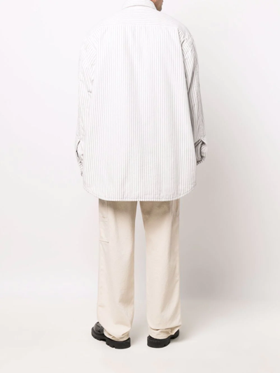 Shop Maison Margiela Stripe-print Padded Shirt In White