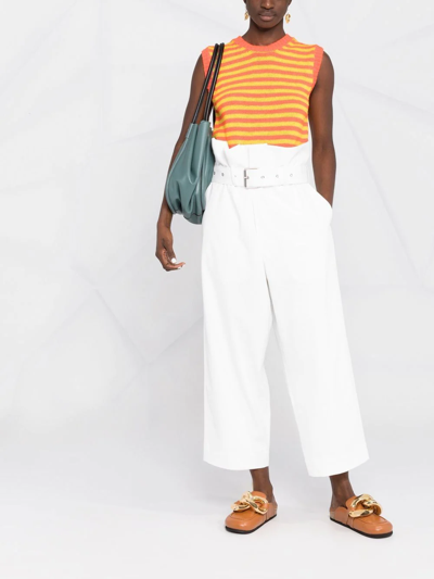 Shop Plan C Wide-leg Belted Trousers In White