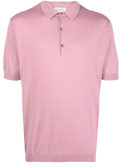 Shop John Smedley Fine-knit Cotton Polo Shirt In Pink