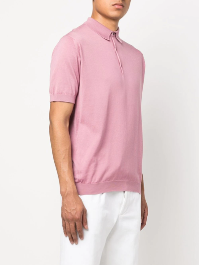 Shop John Smedley Fine-knit Cotton Polo Shirt In Pink