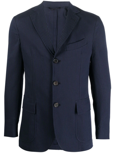 Shop Doppiaa Pinstripe Single-breasted Blazer In Blue